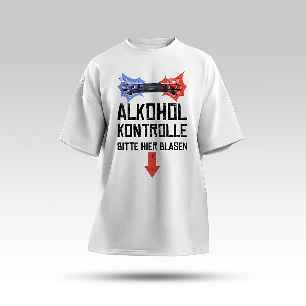 Alkoholkontrolle Oversize Shirt Weiß