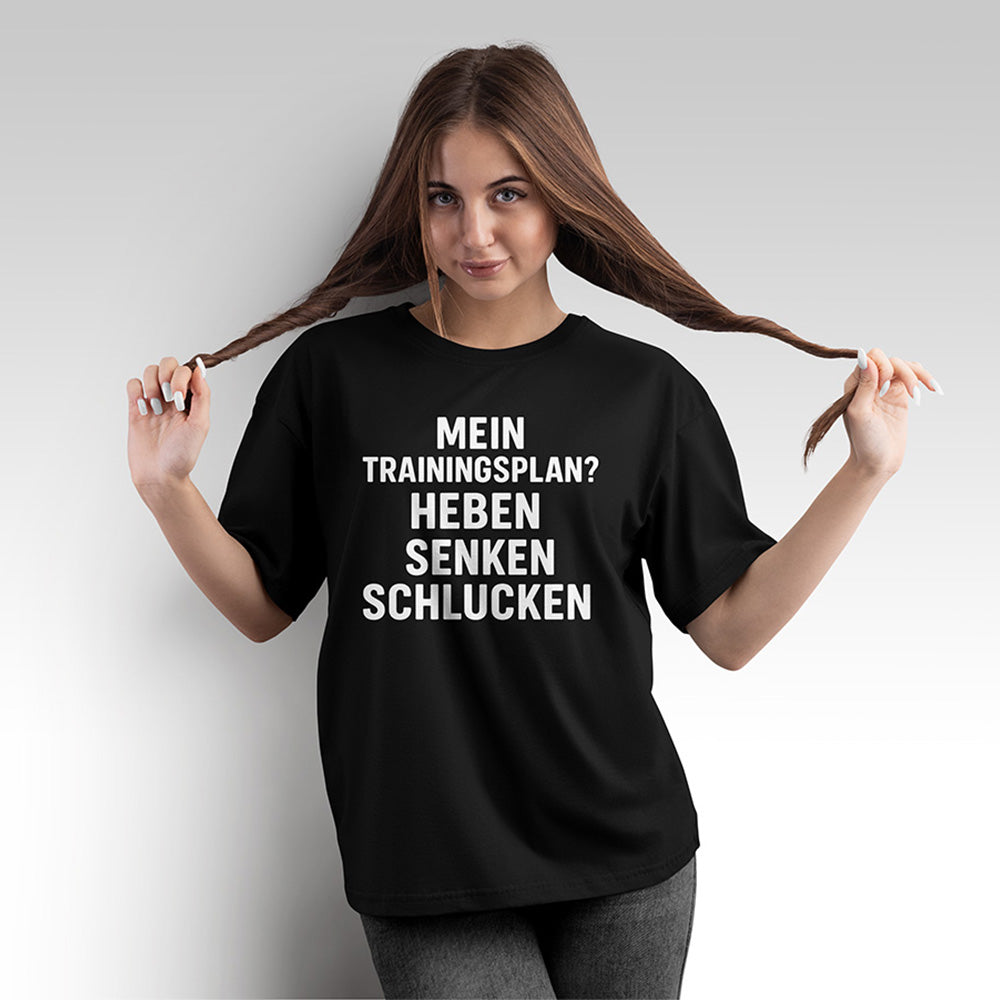Oversize T-Shirt Trainingsplan Weiß