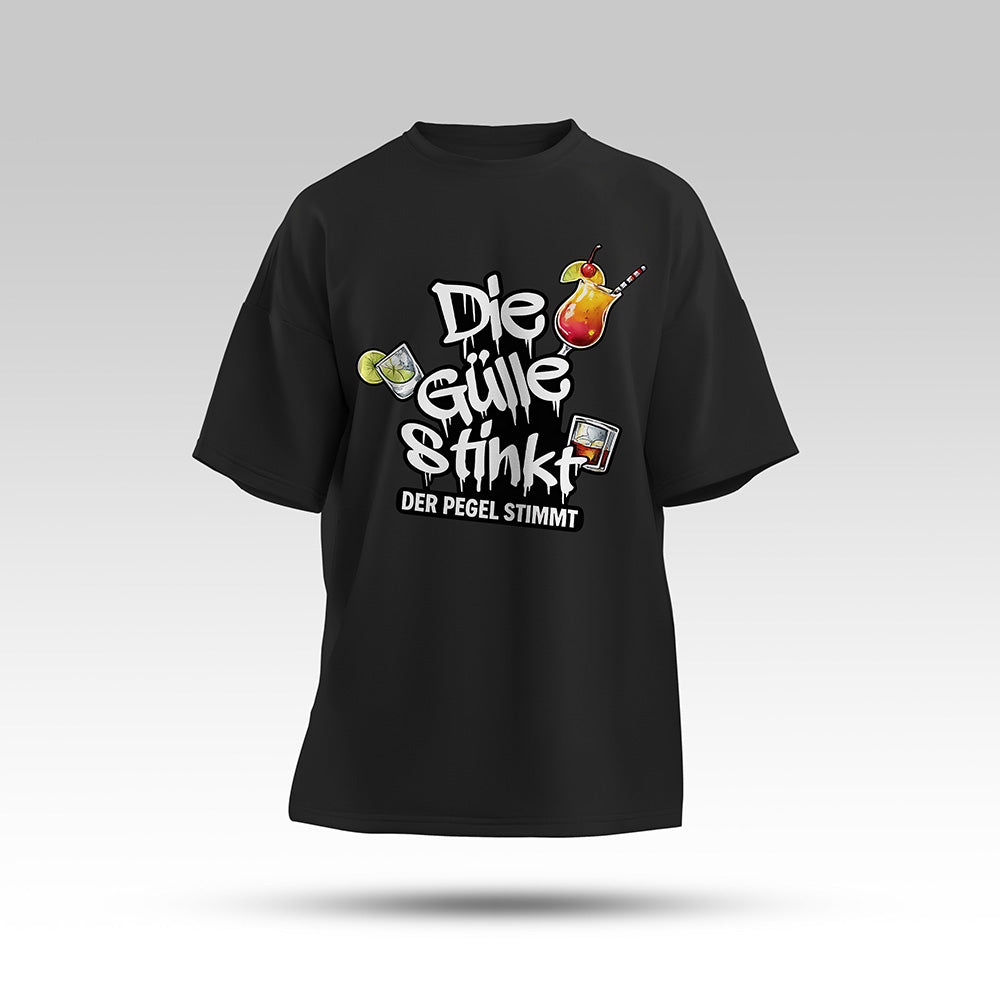 Der Pegel stimmt Oversize Shirt Schwarz