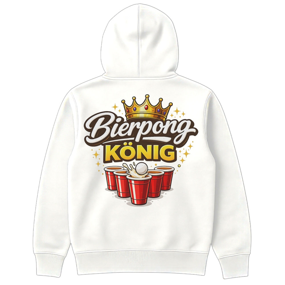 Bierpong König Hoodie Weiß