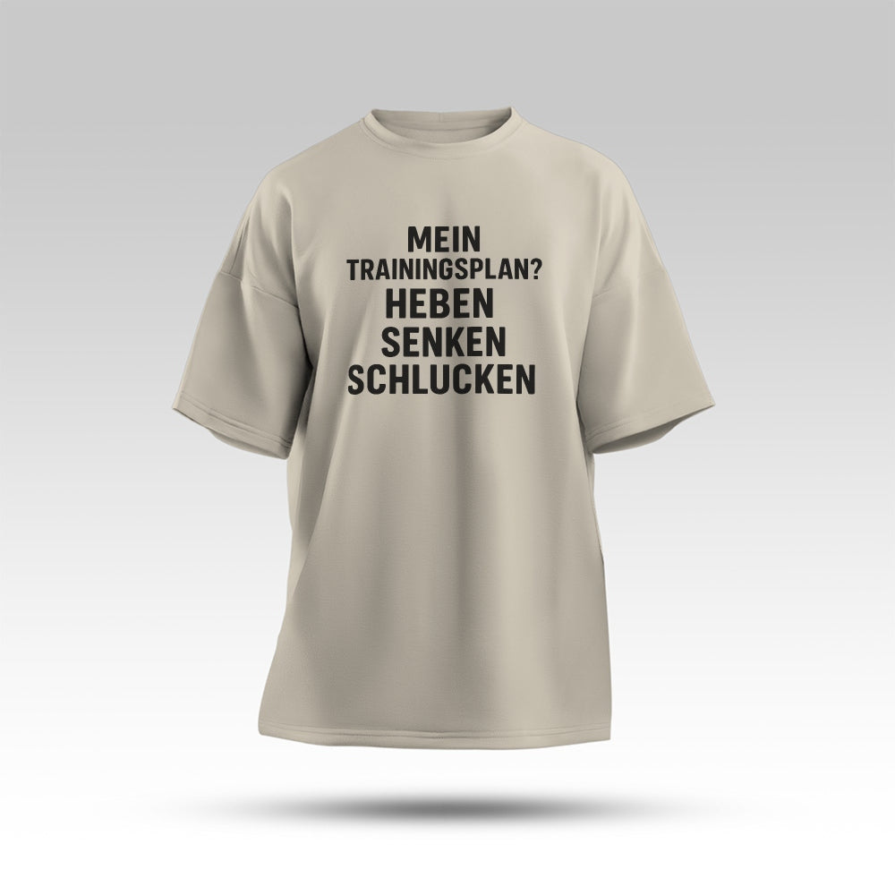 Oversize T-Shirt Trainingsplan Weiß