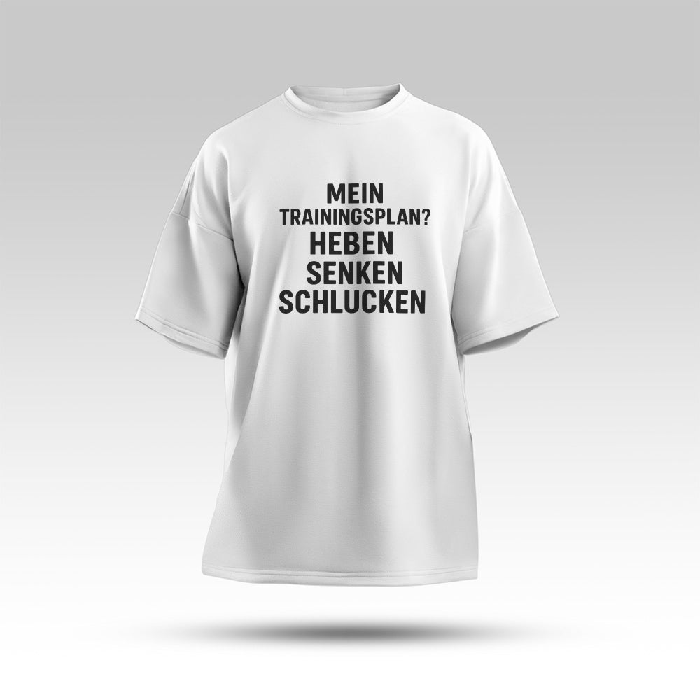 Oversize T-Shirt Trainingsplan Weiß